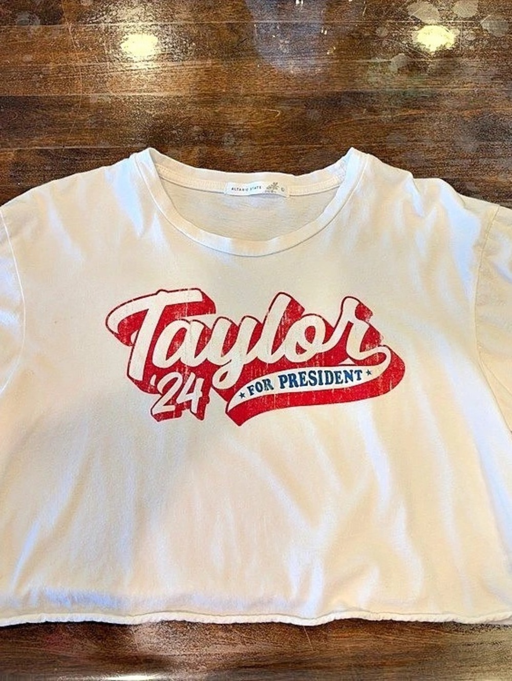 Altar'd State Taylor 24 for President Graphic Tee White & Red Large